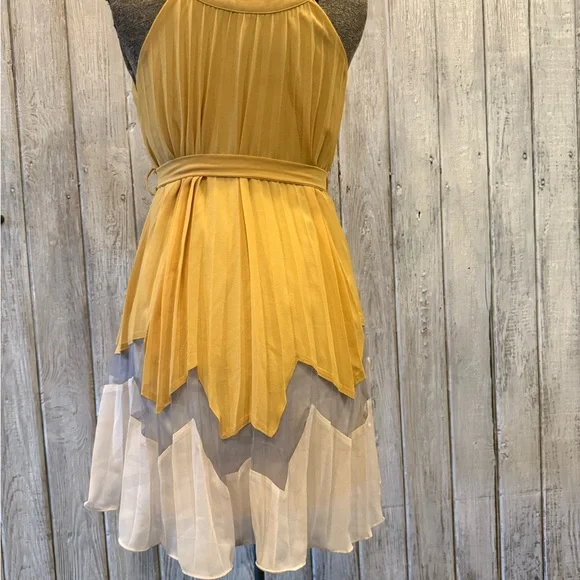 Ya Los Angeles Yellow, Gray, and Cream Layered Dress - Picture 8 of 10